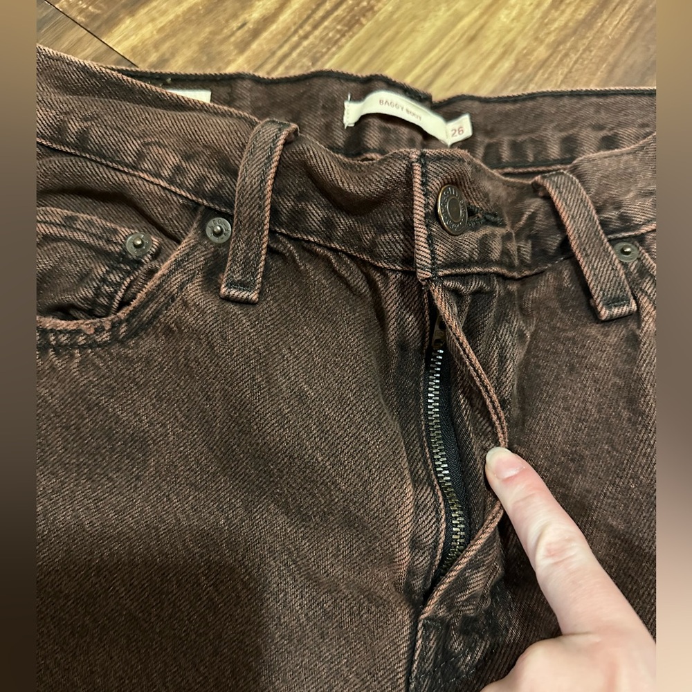 Levi's Premium Chroma Acid Chicory Coffee Brown Baggy Bootcut Jeans 26x31 - Picture 4 of 7